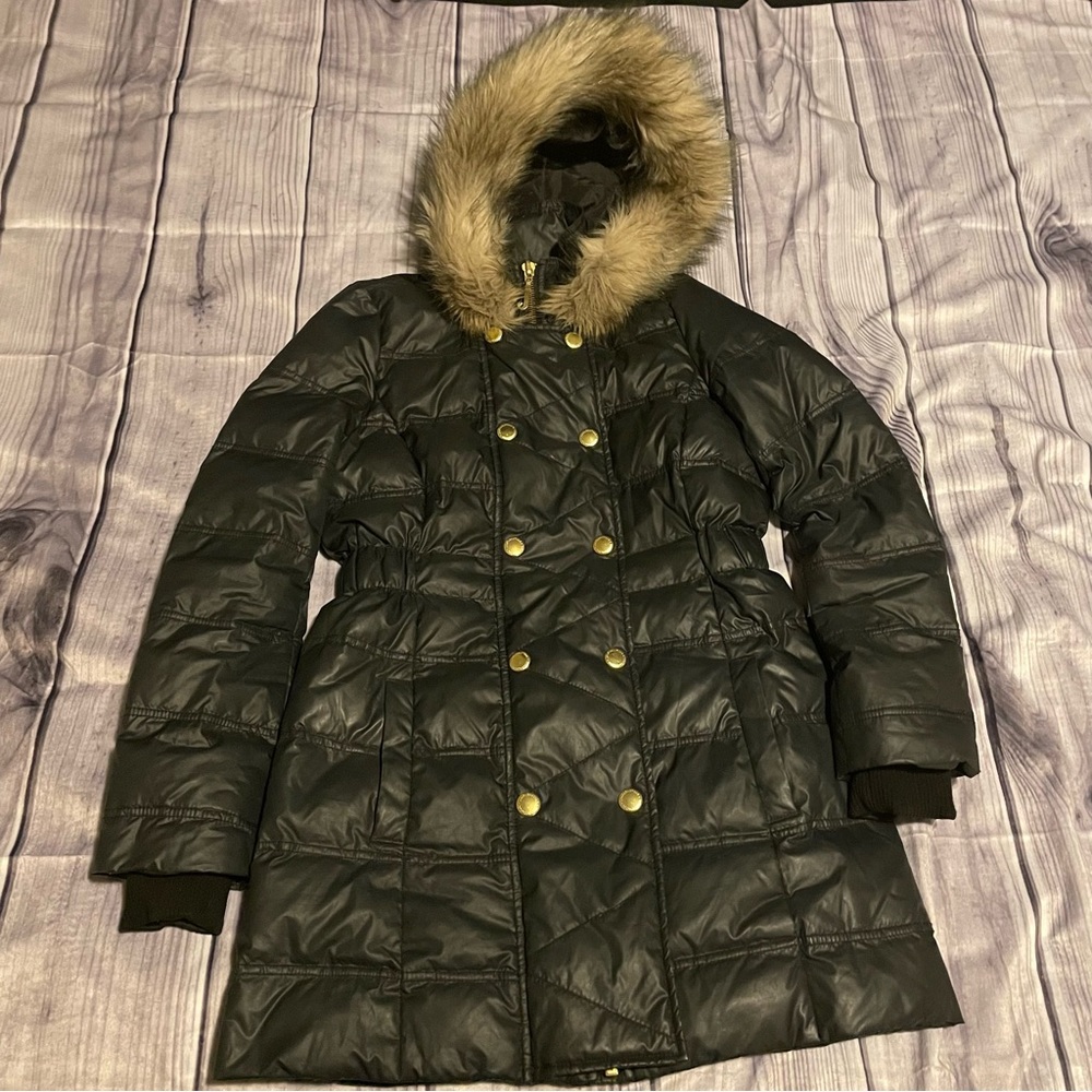 Women's Juicy Couture Black Puffer Fur Hooded Jacket